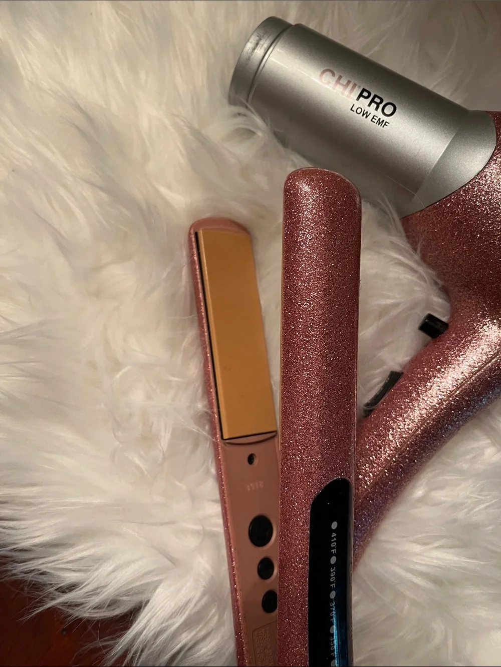 CHI Glitter Pink Hair Dryer and Flat Iron Set